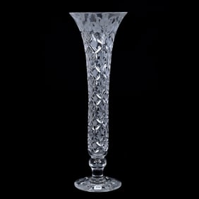 Trumpet Vase, American Brilliant Cut Glass, Signed Tuthill