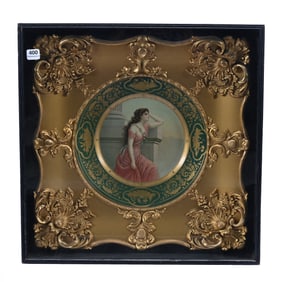 Metal Dresden Art Plate, Portrait Of Young Woman