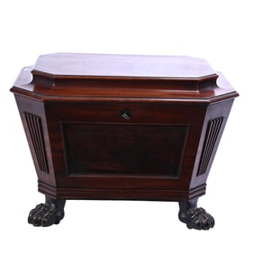 Furniture - Rosewood Chest, Cellarette, Casket Shape, Beautiful Claw Feet