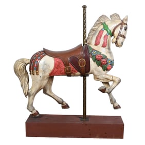 Wooden Carousel Lead Horse in the style of Stein And Goldstein
