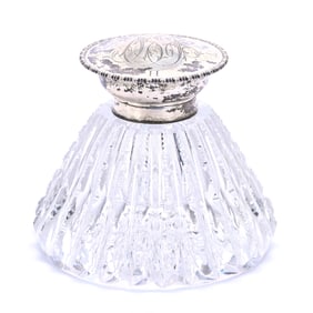 Inkwell, American Brilliant Cut Glass, Tapered Prism Cut Pattern