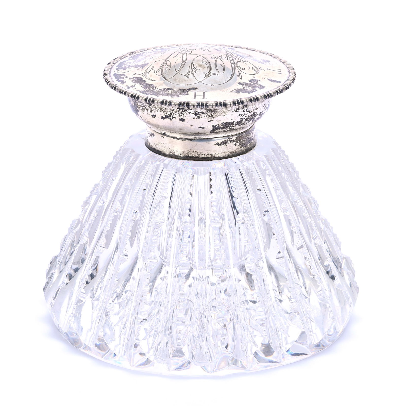 Inkwell, American Brilliant Cut Glass, Tapered Prism Cut Pattern (1 of 6)