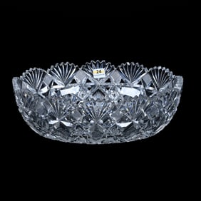 Oval Bowl, American Brilliant Cut Glass, Brazilian Pattern By Hawkes