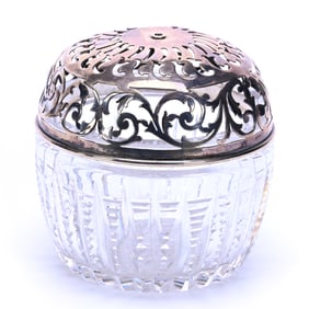 String Holder, American Brilliant Cut Glass, Prism Cut Body With Ray Cut Base