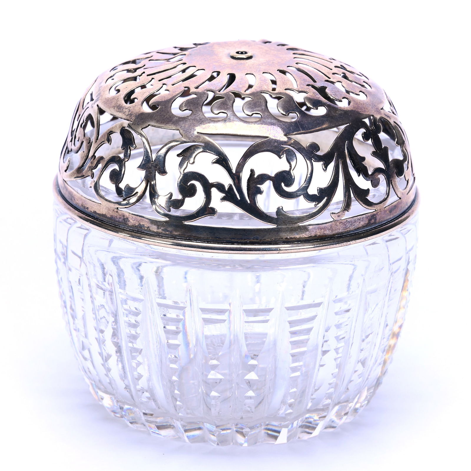 String Holder, American Brilliant Cut Glass, Prism Cut Body With Ray Cut Base (1 of 4)