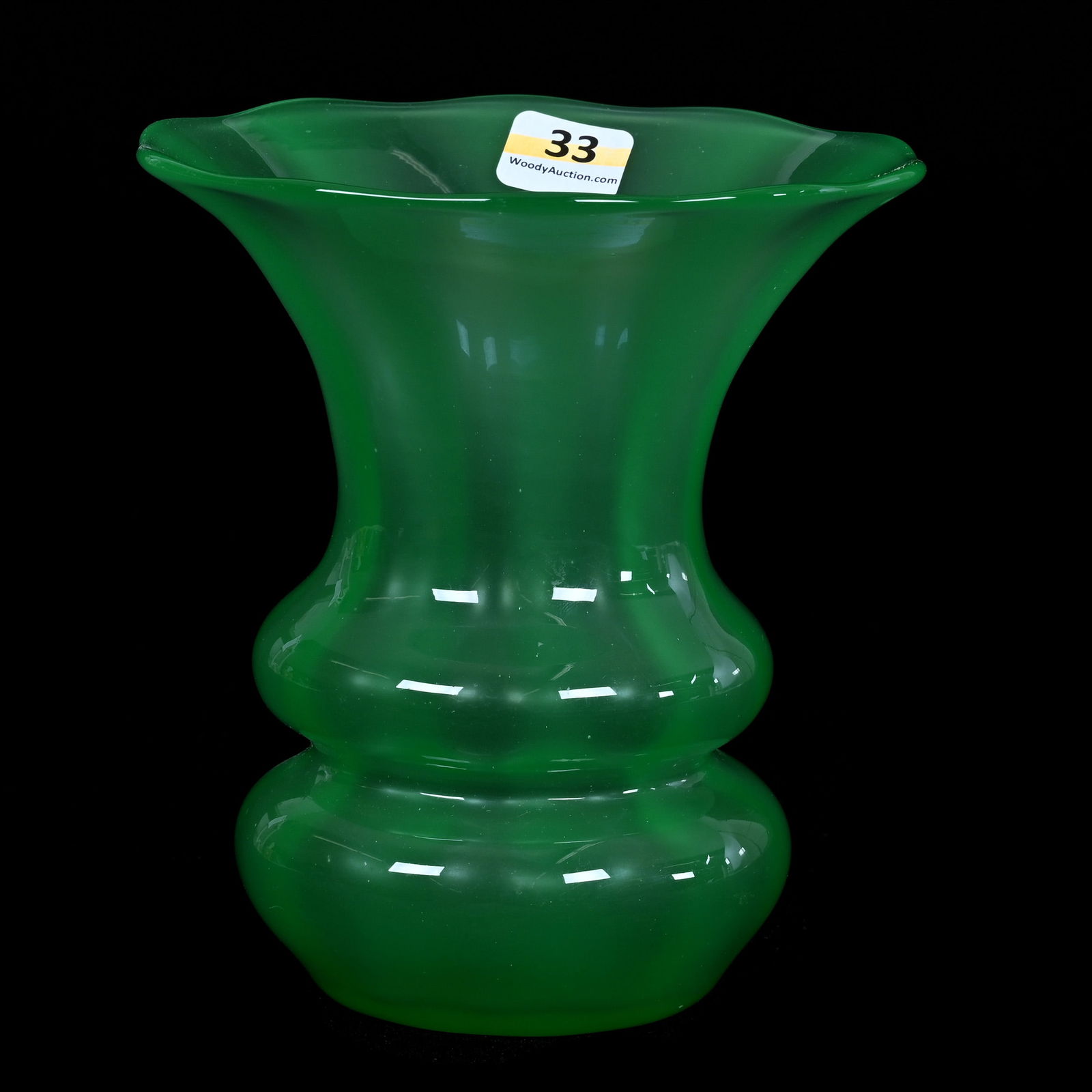 Vase Signed Steuben Art Glass, Green Jade, Nice Form (1 of 4)
