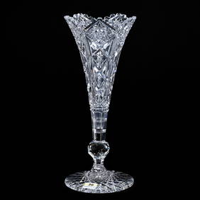 Trumpet Vase, American Brilliant Cut Glass, Signed Hawkes Navarre Pattern (1 of 4)