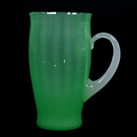 Lemonade/Iced Tea Glass By Steuben, Green Jade, Alabaster Handle