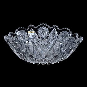 Banana Bowl, American Brilliant Cut Glass, Expanding Star Pattern