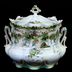 Cracker Jar, Two Handles, Marked R.S. Prussia