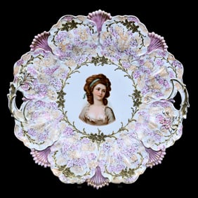 Cake Plate, Unmarked R.S. Prussia, Portrait Of Potacka