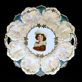 Cake Plate, Unmarked R.S. Prussia, Portrait Of Potacka