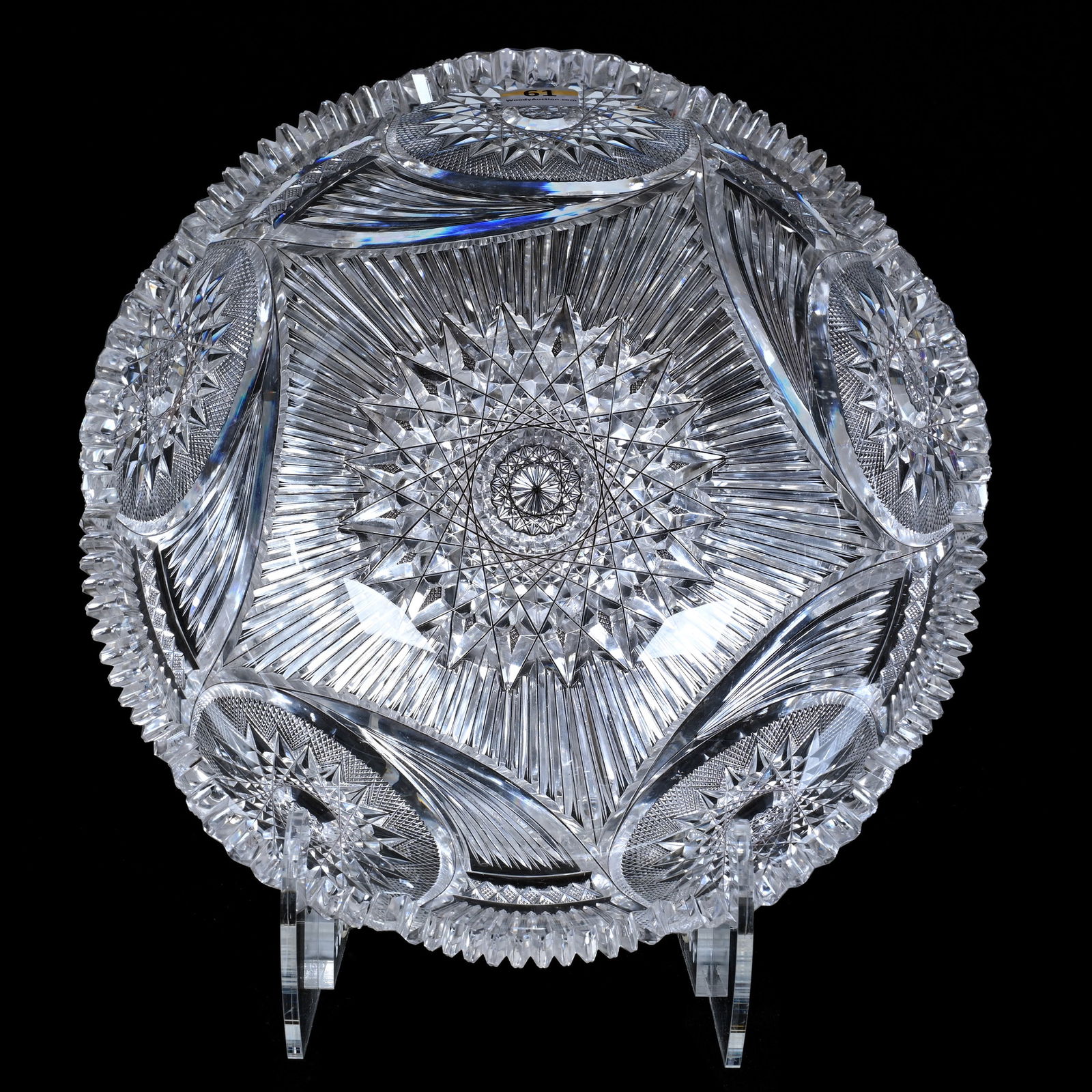 Bowl, American Brilliant Cut Glass, Cornucopia Pattern By Bergen, Rare Pattern (1 of 3)