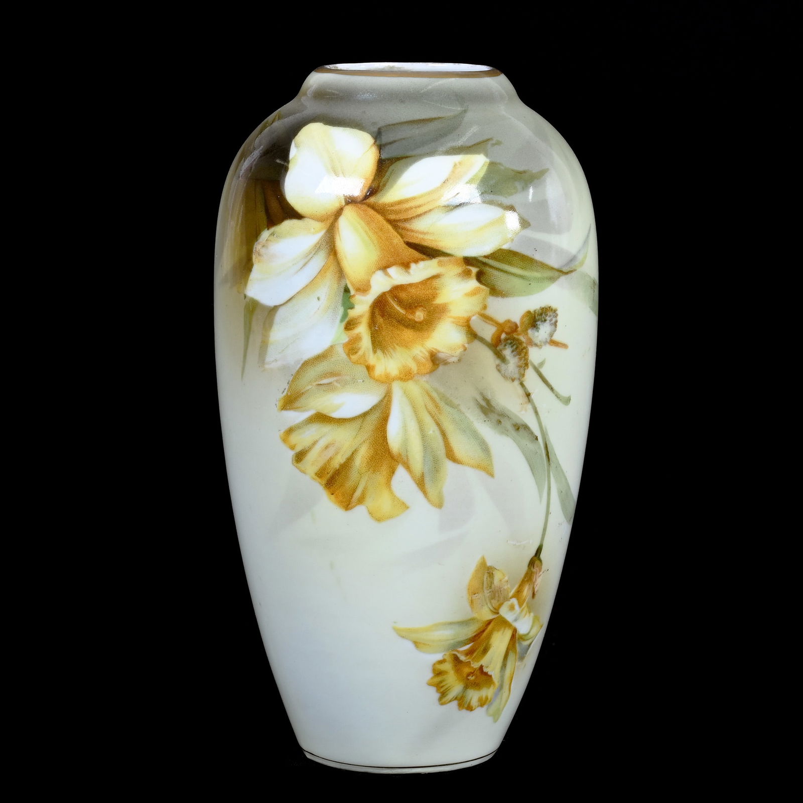 Vase Marked R.S. Poland, Yellow And Gray Tones, Daffodil Decor (1 of 3)