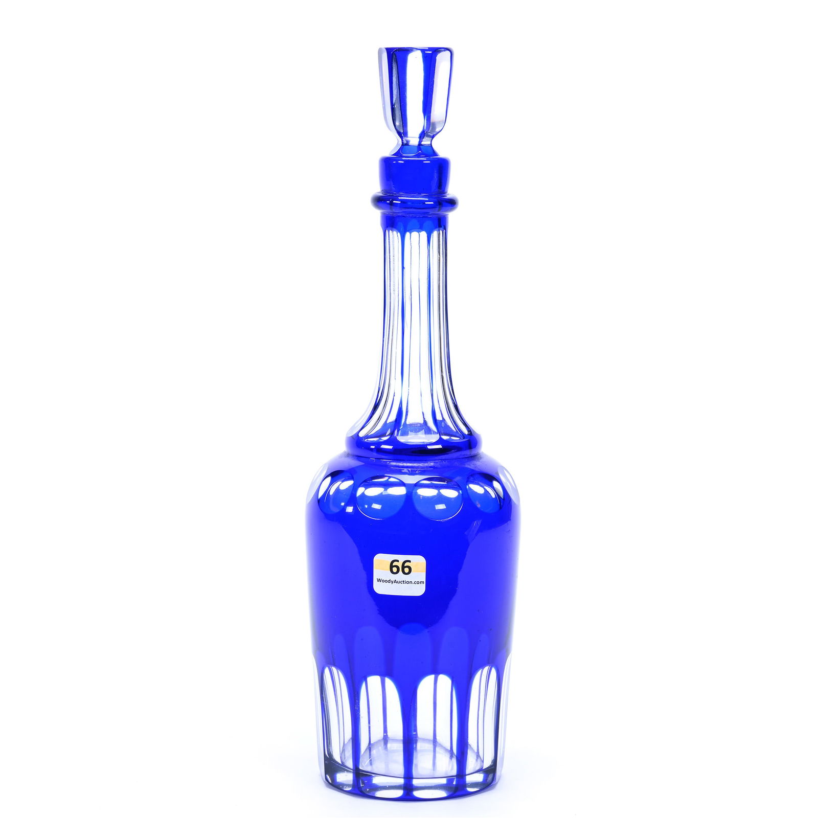 Whiskey Bottle, Brilliant Period Cut Glass, Cobalt Blue Cut To Clear (1 of 3)