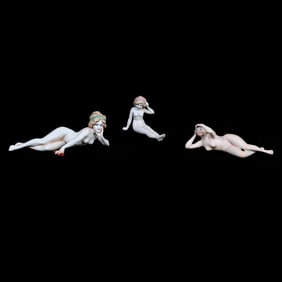 (3) German Bisque Figural Bathing Beauties