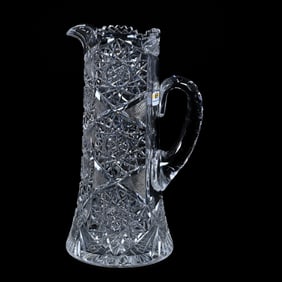 Tankard, American Brilliant Cut Glass, Hobstar, Strawberry Diamond, Cane And Fan Motif