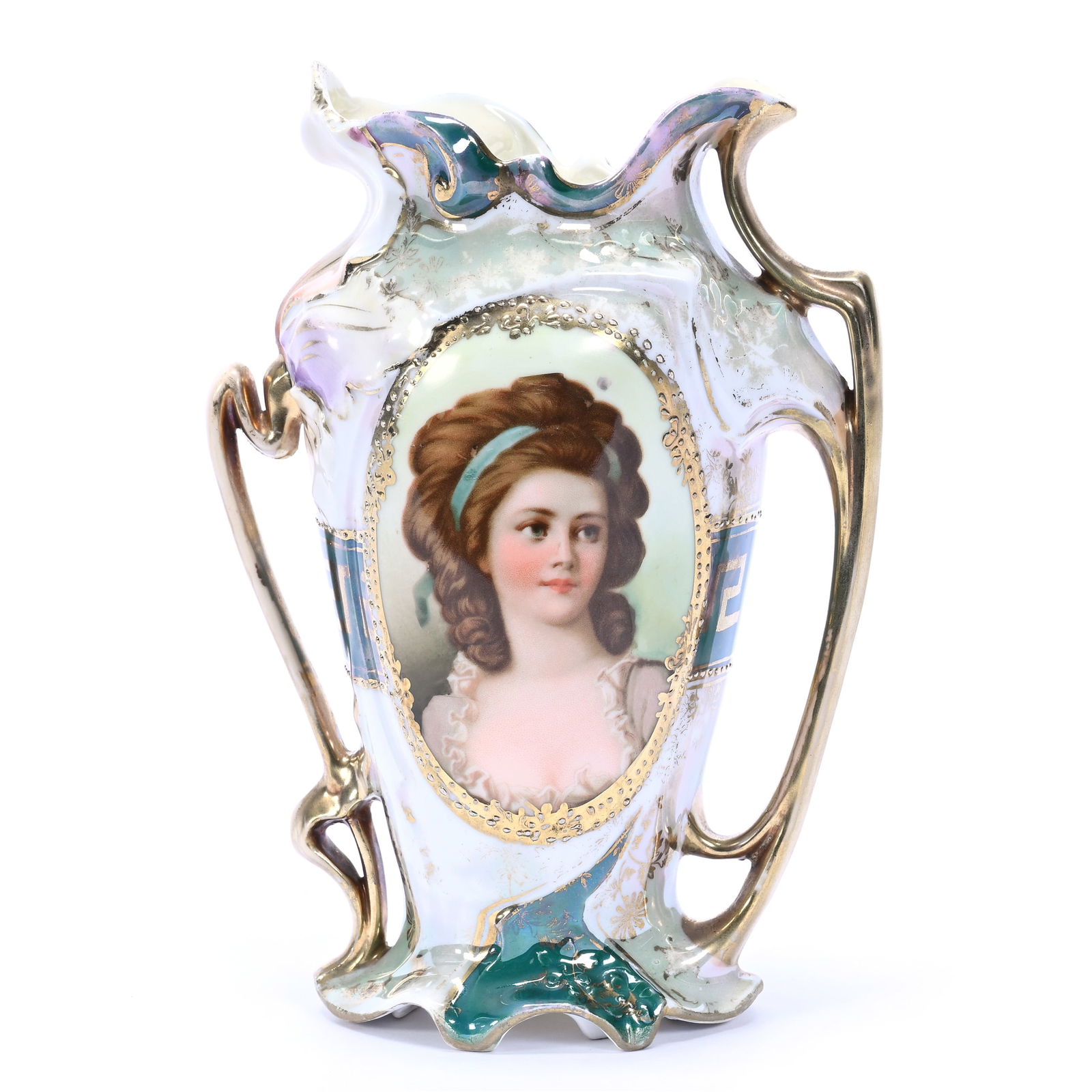 Vase, Two Handles, Marked Royal Vienna, Floral Mold (1 of 3)