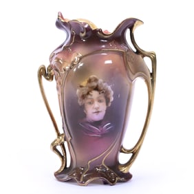 Vase, Two Handles, Marked Royal Vienna, Floral Mold