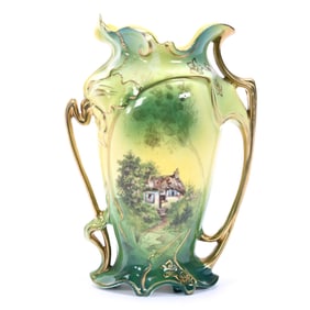 Vase, Two Handles, Unmarked Royal Vienna, Floral Mold