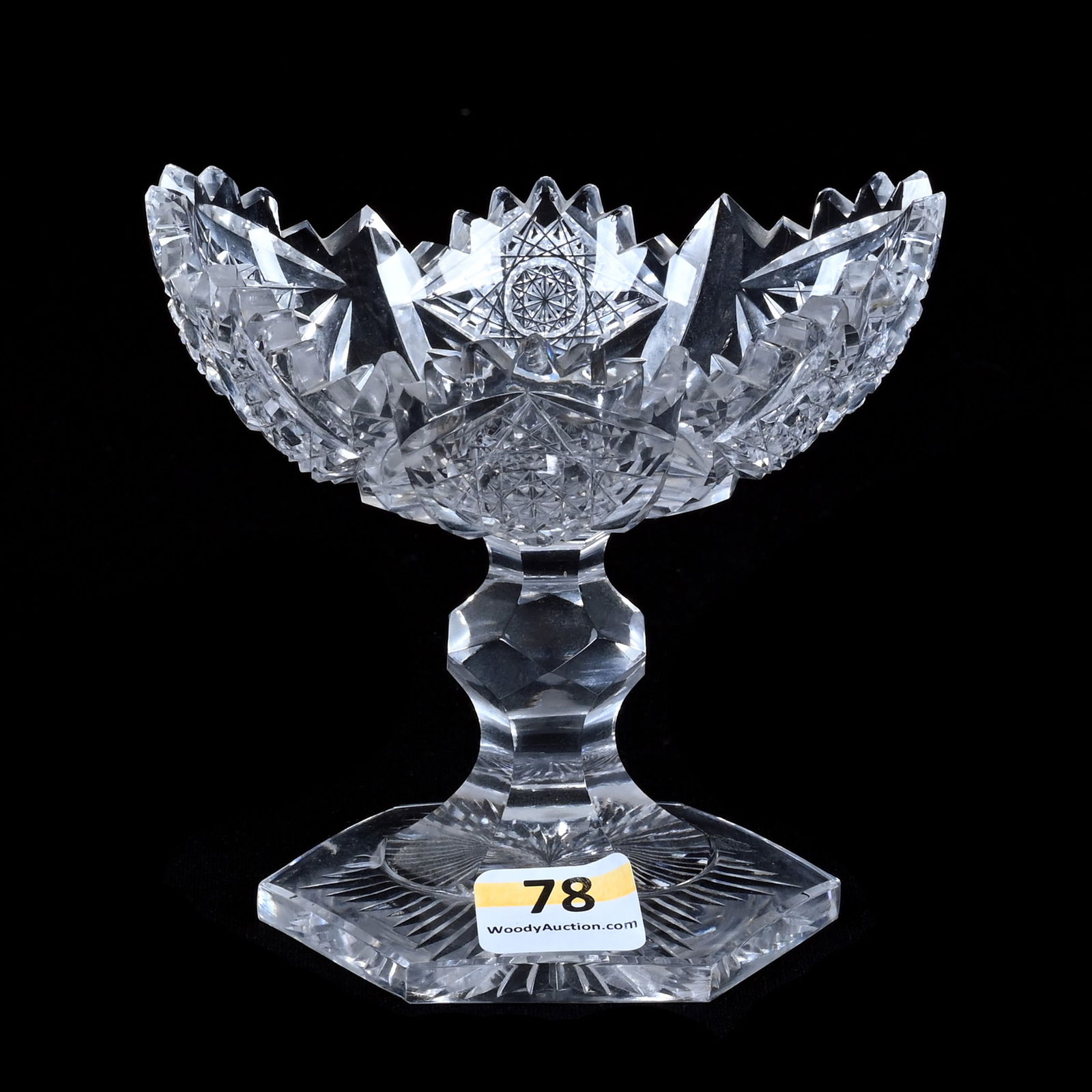 Pedestal Bonbon, American Brilliant Cut Glass, Triangular Shape (1 of 4)