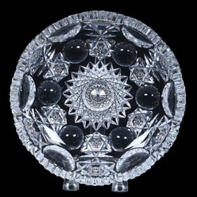 Low Bowl, American Brilliant Cut Glass, Signed Hawkes Princess Pattern