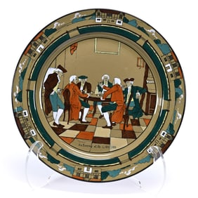 Round Tray Marked Deldare Ware Buffalo Pattern, Dated 1908