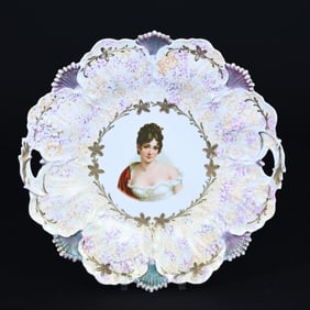 Cake Plate, Unmarked R.S. Prussia, Portrait Of Potacka