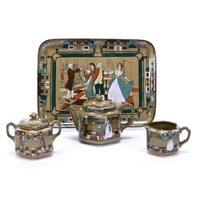 Tea Set Marked Deldare Ware Buffalo Pottery, Dated 1908