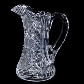 Cream Pitcher, American Brilliant Cut Glass, Harvard Pattern