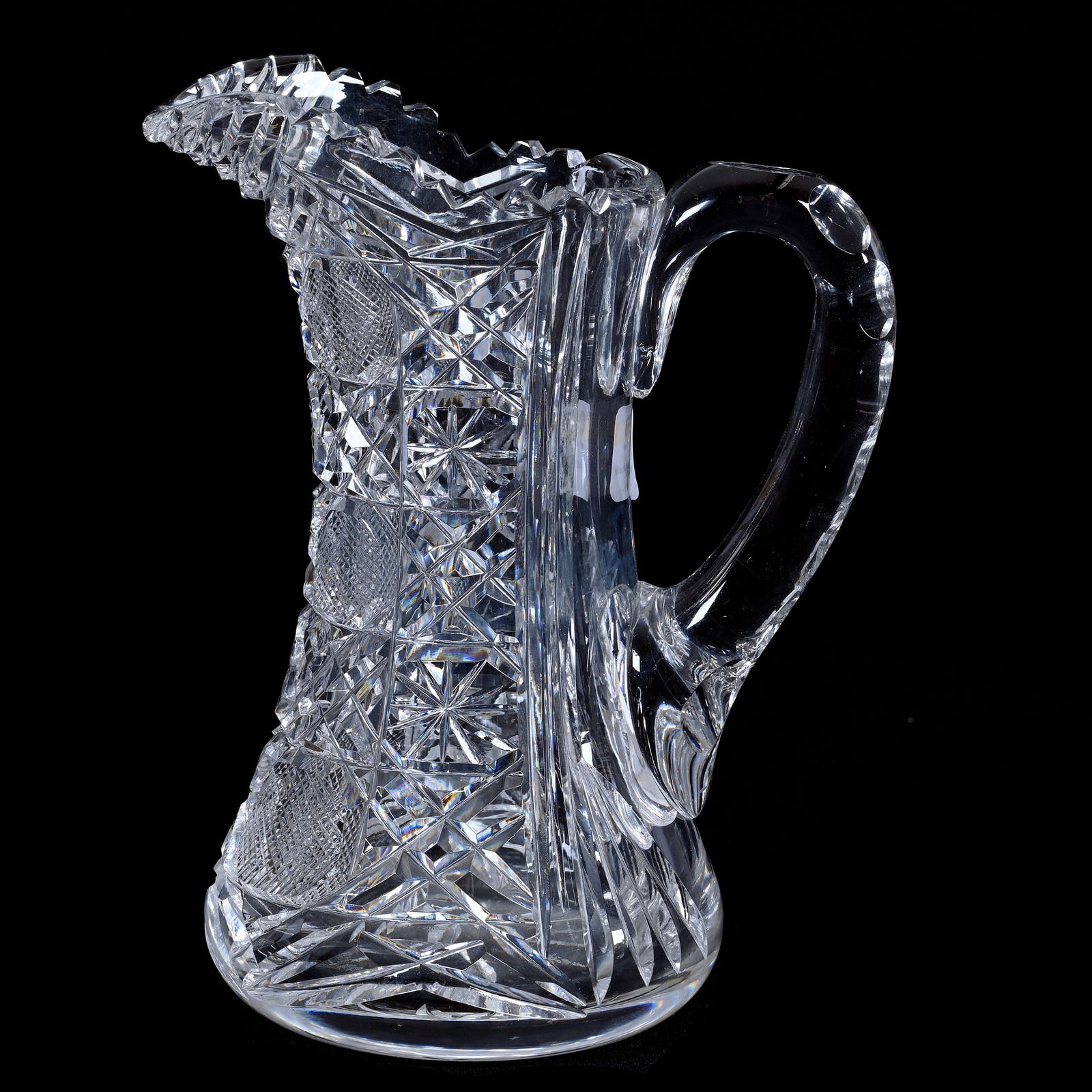 Cream Pitcher, American Brilliant Cut Glass, Harvard Pattern (1 of 3)