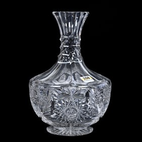 Water Carafe, American Brilliant Cut Glass, Signed Libbey Neola Pattern