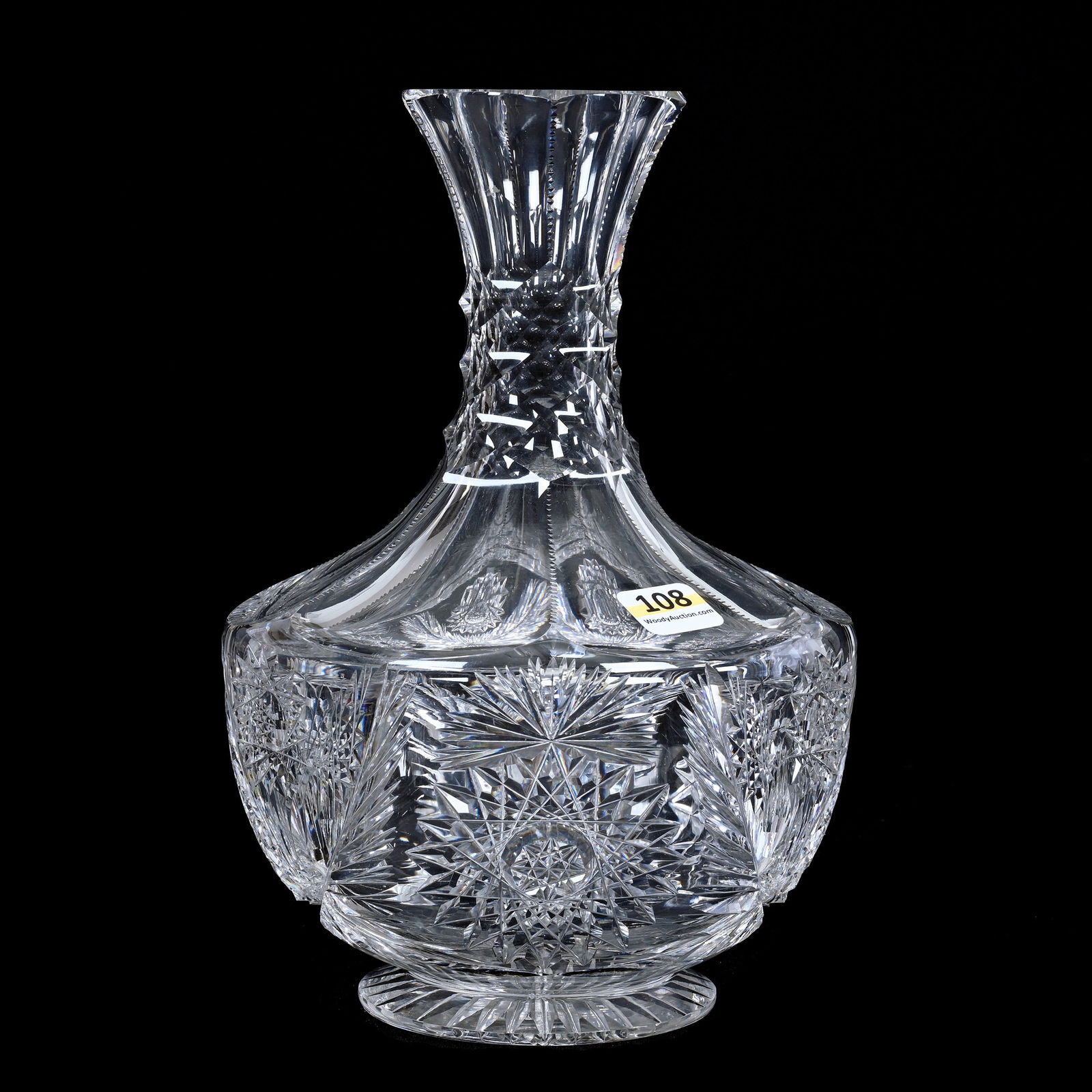 Water Carafe, American Brilliant Cut Glass, Signed Libbey Neola Pattern (1 of 3)