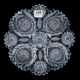 Plate, ABCG, Sections Of Hobstar, Vesica, Nailhead Diamond, Strawberry Diamond And Wreath