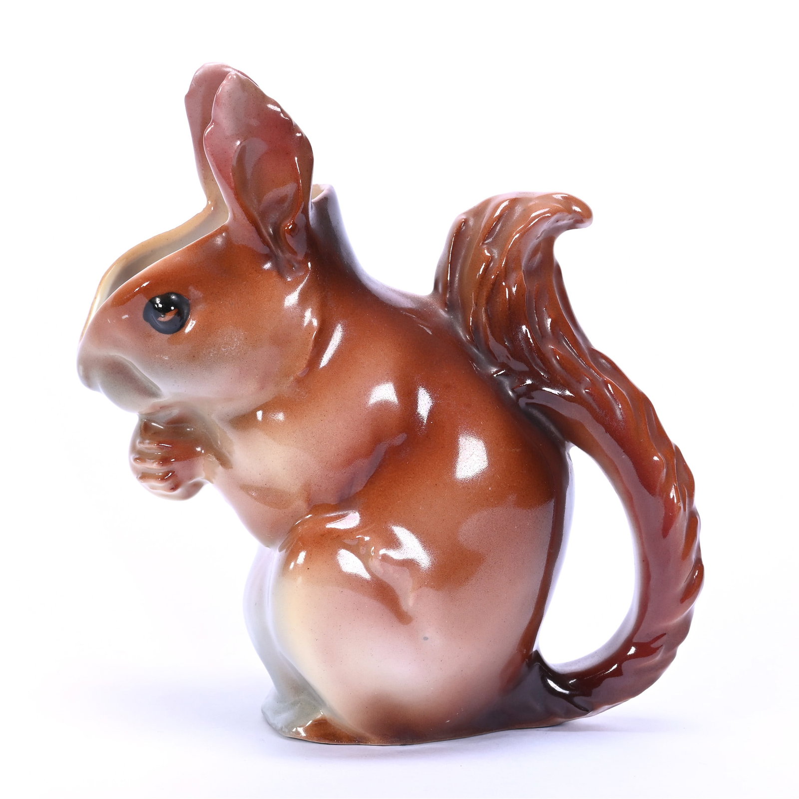 Creamer, Unmarked Royal Bayreuth, Squirrel: Creamer, Unmarked Royal Bayreuth, Squirrel, 4.75" x 4.25", Excellent Condition, Grady And Annette Hite Collection, NC.