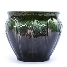 Jardiniere, Unmarked Majolica, Calla Lily Mold