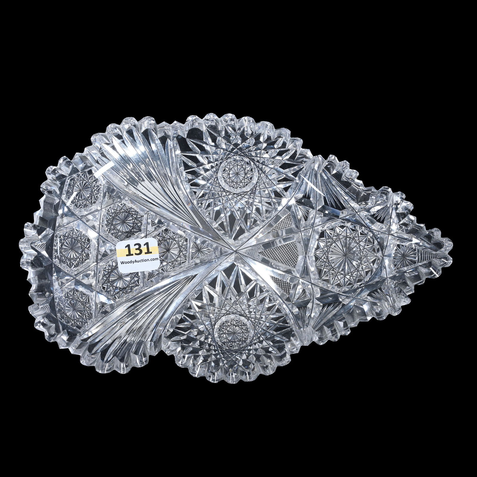 Tray, Leaf Shape, American Brilliant Cut Glass, Saranac Pattern By Mt. Washington (1 of 2)