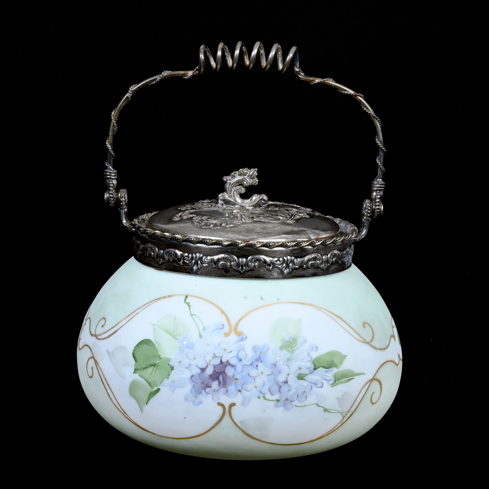 Cracker Jar Marked Crown Milano Art Glass (1 of 3)