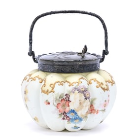 Cracker Jar Marked Crown Milano Art Glass