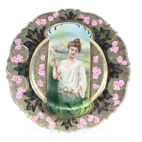Plate, Marked R.S. Prussia, Mold 343, Keyhole Spring Season Portrait