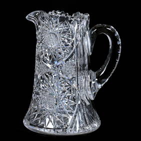 Pitcher, ABCG, Hobstar, Prism, And Fan Motif, Double Notched Handle, Hobstar Base (1 of 3)