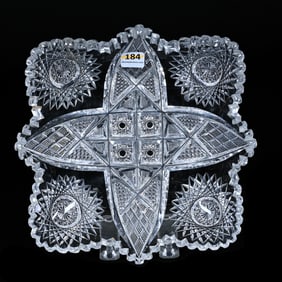 Square Bowl, ABCG, Four Sections Of Hobstar, Vesica, And Strawberry Diamond Motif