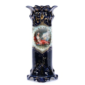 Vase, Marked Crown Vienna, Cobalt Blue With Scenes Featuring Diana The Huntress And Flora