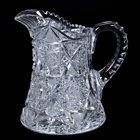 Pitcher, ABCG, Hobstar, Strawberry Diamond, And Star Motif, Triple Notched Handle, Hobstar Base (1 of 3)