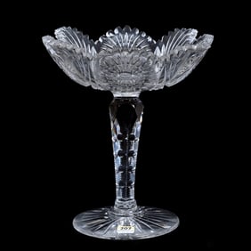 Compote, ABCG, Four Sections Of Sunburst, Cane, Strawberry Diamond, And Fan Motif, Solid Notched