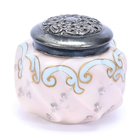 Sugar Shaker, Unmarked Wave Crest, Swirl Mold, Pink And Blue Tones With Floral Highlights
