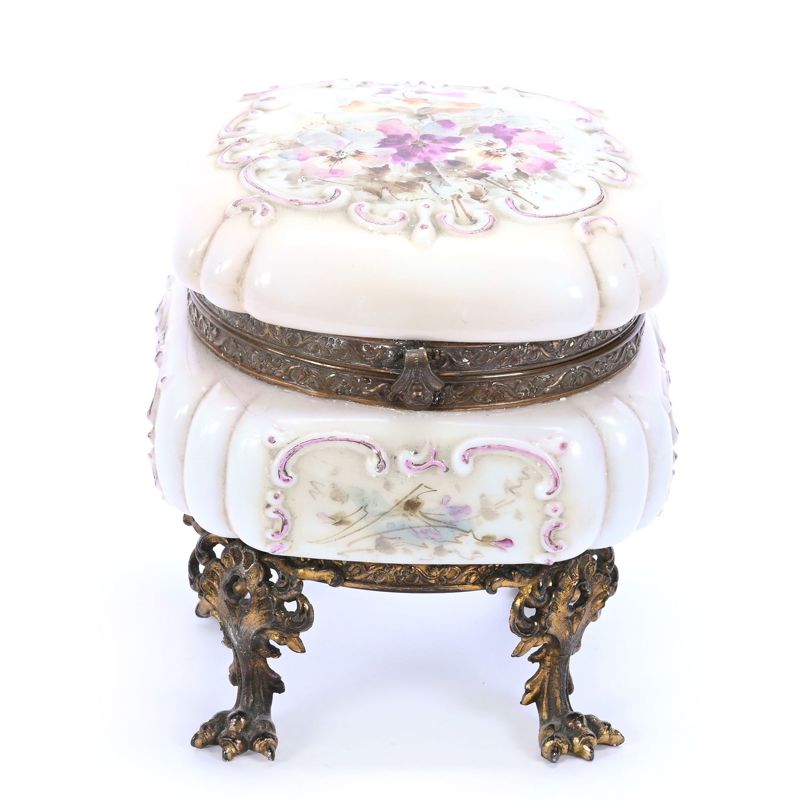 Jewel Box, Wave Crest Banner Mark, Puff And Scroll Mold, Pink Tones With Floral Decor (1 of 4)