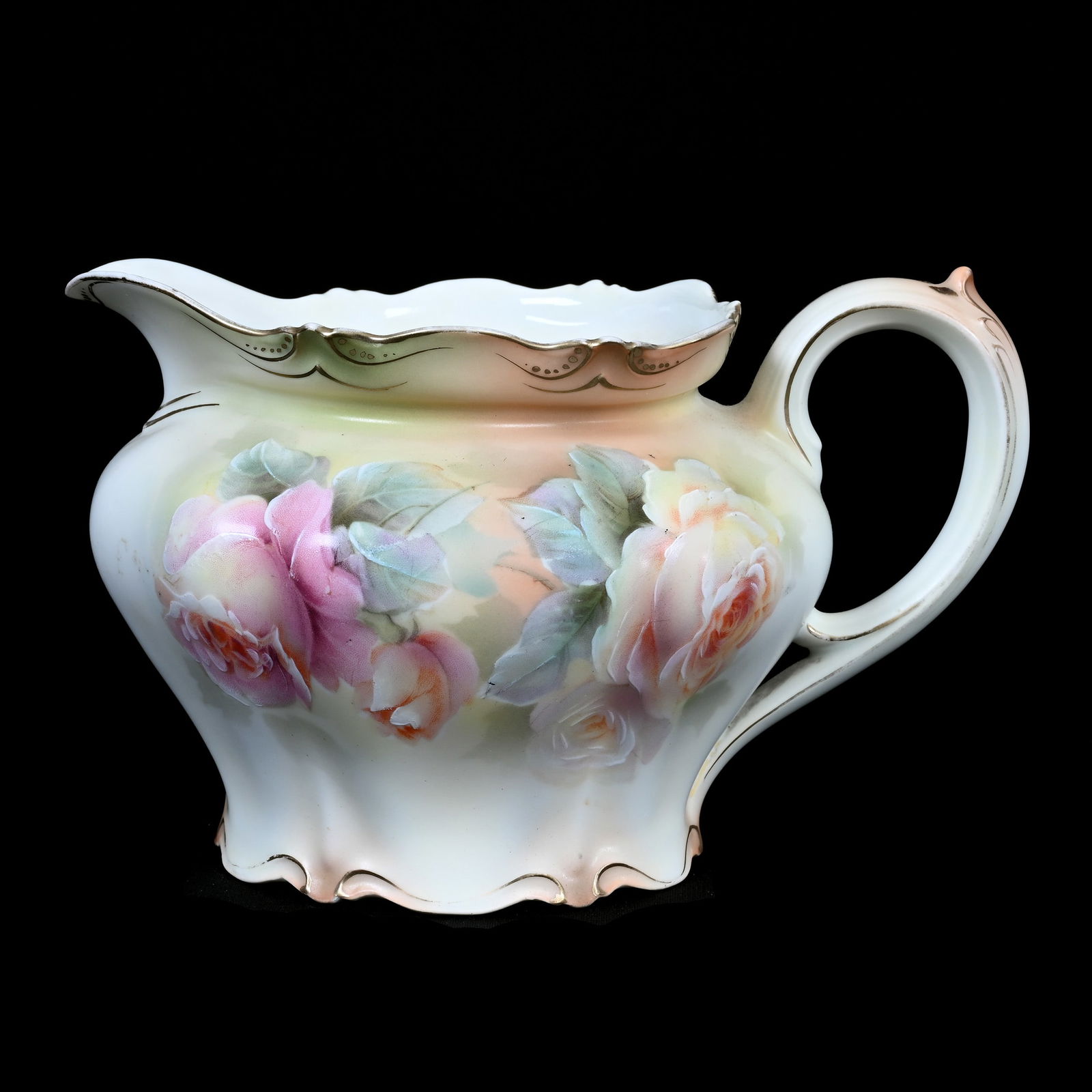 Cider Pitcher, Marked R.S. Prussia, Pink, Yellow, Green, And White Satin Finish With Rose Decor (1 of 3)