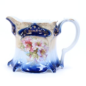 Cider Pitcher, Unmarked R.S. Prussia, Point And Clover Mold