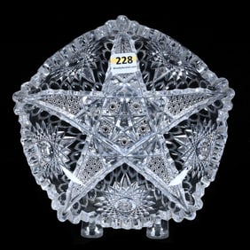 Five Sided Bowl, American Brilliant Cut Glass, Pentagram Pattern Designed By W.C. Anderson